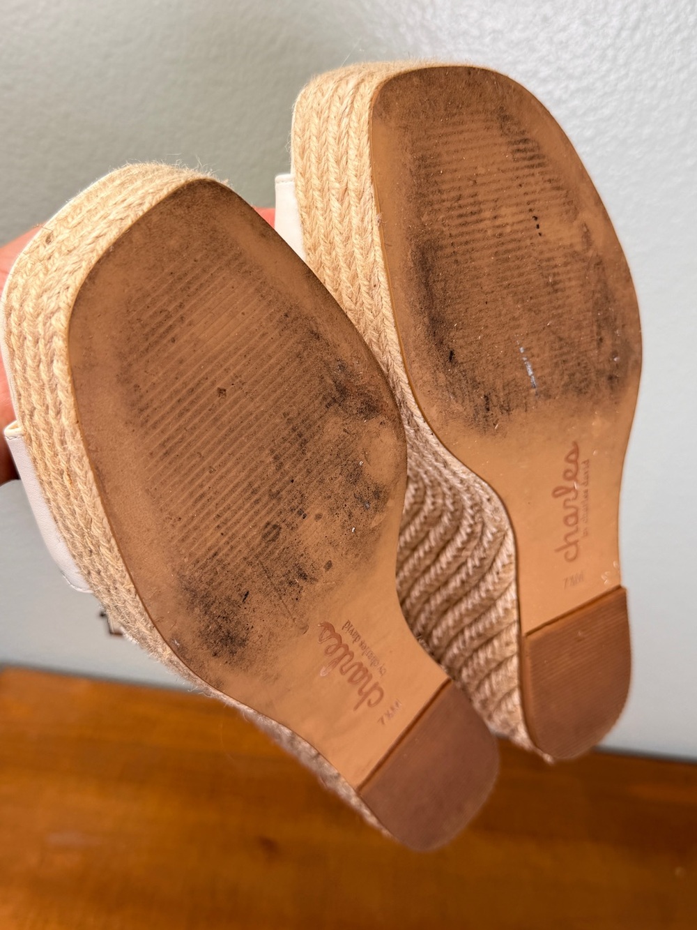 Charles by Charles David White Espadrille Wedge Sandals with Ankle Strap - Picture 5 of 9